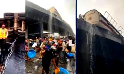 Tragedy averted in Lagos as Police, LASTMA chase away residents scooping diesel from fallen tanker
