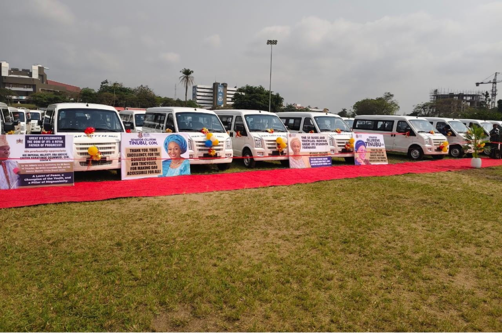First lady donates 50 CNG buses, 30 tricycles to OAU