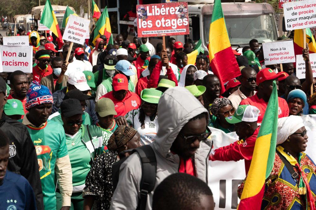 [PHOTOS] AFCON: Protestors march in Dakar over jailed Senegal fans in Morocco