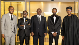 From Left: Dr. Stanley Ifeanyi Uzochukwu, Chairman and Founder of The Delborough; Dr. Cosmas Maduka (CON), President and CEO of Coscharis Group; His Excellency, Dr. Ernest Bai Koroma, former President of Sierra Leone; Mr. Olugbenga ‘GB’ Agboola, Founder and CEO, Flutterwave, and Dr. Ernest Ndukwe (OFR), Chairman of the Board of Directors, MTN Nigeria at a recent innovation night, hosted by Flutterwave at The Delborough Lagos.
