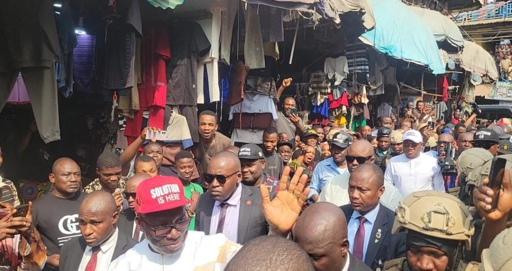 Soludo visits Onitsha Market, commends traders for taking back their ay