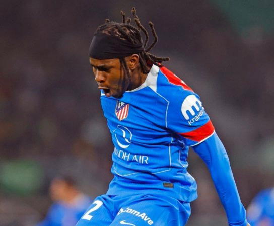 Super Eagles forward Ademola Lookman reacts to goal, assist on Atletico debut