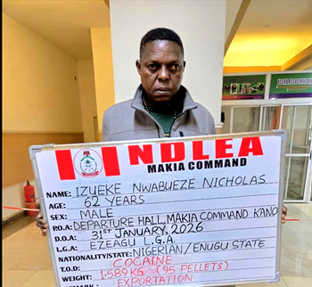 China-bound auto parts dealer excretes 95 wraps of cocaine at Kano Airport