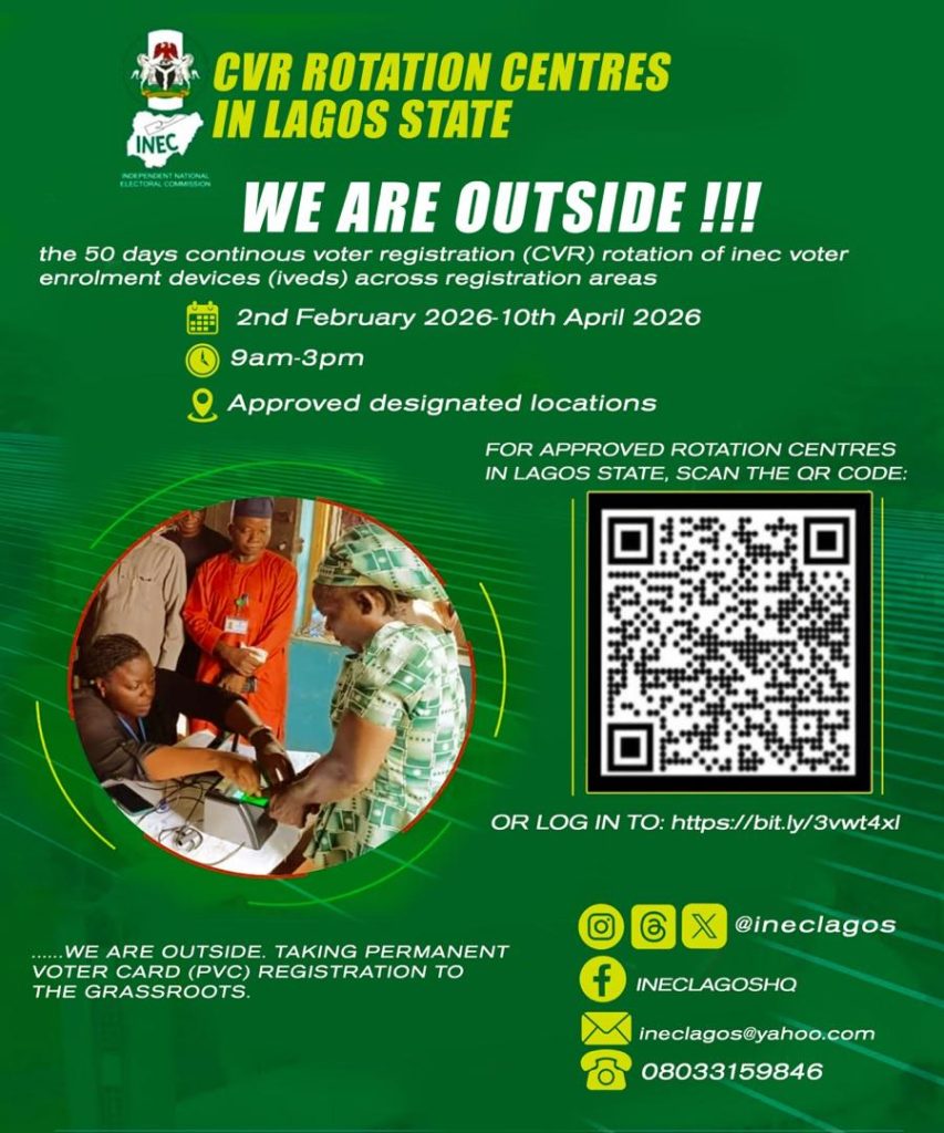 INEC begins 50-day rotational voter registrations in Lagos