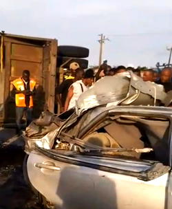 Truck crushes motorist to death, injures wife in Lagos crash