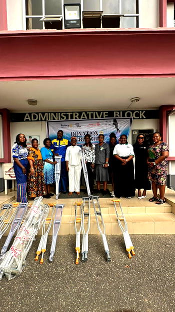 Rotary Club, Rotaract Club of Ikeja GRA donate crutches to Igbobi Hospital