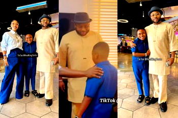 Video: Olakunle Churchill reunites with Tonto Dikeh, son after years of feud