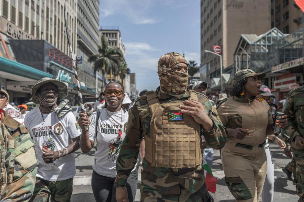Photos: Police fire teargas as South Africans protest against Nigerians, other foreigners
