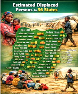 Nigerian newspapers review: [Displaced] 3.726m Nigerians now in 3,900 camps over insecurity