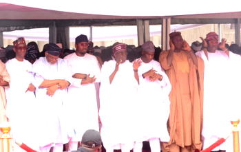 Photos: Tinubu at Eid el-Fitr prayer in Lagos