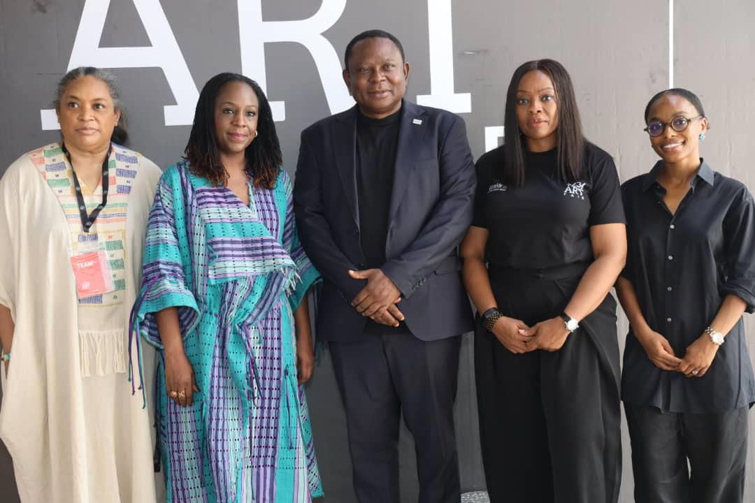 From left: Maeva Sabot, PR, +234 Art Fair; Tola Akerele, Founder, Soto Gallery; Austen Osokpor, Head, Marketing & Corporate Communications, Ecobank Nigeria; Omoboye Odu, Head, SMEs, Partnerships & Collaboration, Ecobank Nigeria and Joan Oyefeso, Project Manager, +234 Art Fair, at the opening of +234 Art Fair in Lagos on Wednesday.