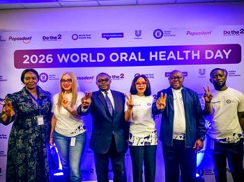 L-R: Head of Dentistry, Federal Ministry of Health, Dr. Gloria Uzoigwe; Brand Manager, Pepsodent, Lauretta Amie; President, Nigerian Dental Association, Dr. Emedom Elias; Head of Corporate Affairs, Communications & Sustainability, Unilever Nigeria Plc, Zainab Obagun; Head of Supply Chain, Unilever Nigeria Plc, Abayomi Alli and Marketing Manager, Oral Care, Unilever Nigeria Plc, Elvis Twumasi, during a Press Conference to announce the celebration of the 2026 World Oral Health Day by Pepsodent in Lagos today.