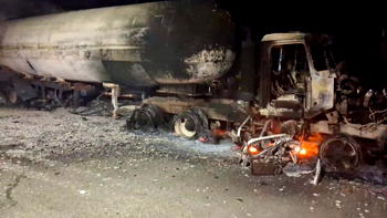 Photos: Driver, assistant burnt to death, vehicles destroyed in Lagos gas explosion