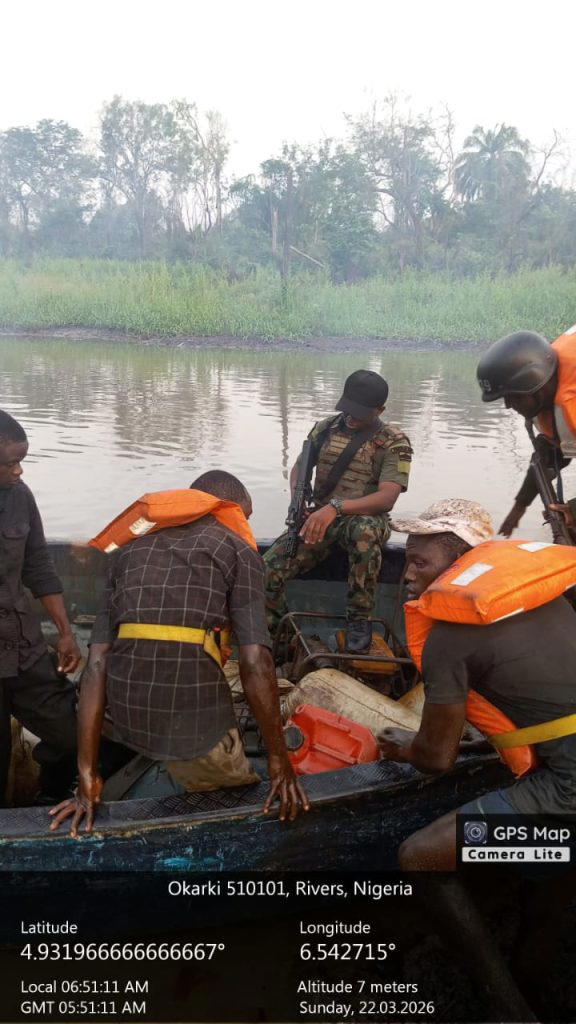Navy intercepts 44,000 litres of illegal fuel, arrests eight in Rivers State Navy intercepts 44,000 litres of illegal fuel, arrests eight in Rivers State
