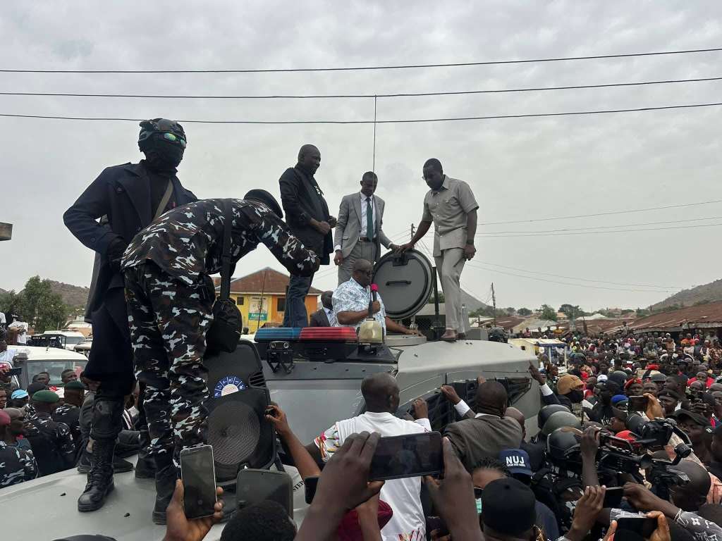 Plateau gov addresses residents from armoured tank after attack