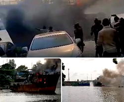 Fire guts ship at Kirikiri Canal
