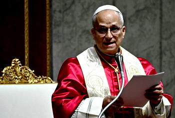 In fiery speech, Pope Leo says ‘Enough to war!’
