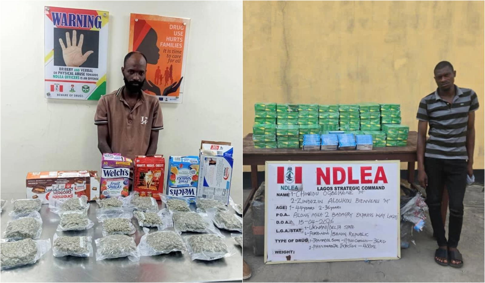 NDLEA busts drug syndicate shipping cocaine, loud in food flasks to UK