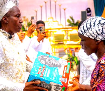Video: Rev Esther Ajayi shares Tinubu-branded birthday packages in church