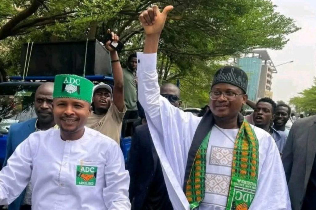 Video: Nafiu Bala leads supporters to INEC, demands recognition for his ADC faction