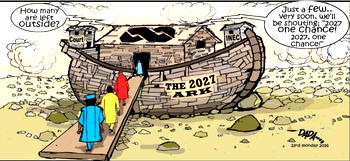 Cartoon: After 2027 elections flood, where will this ark land?
