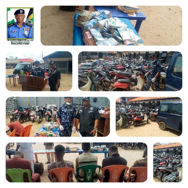 Police arrest five suspects, recover bus, 450 motorcycles in Imo