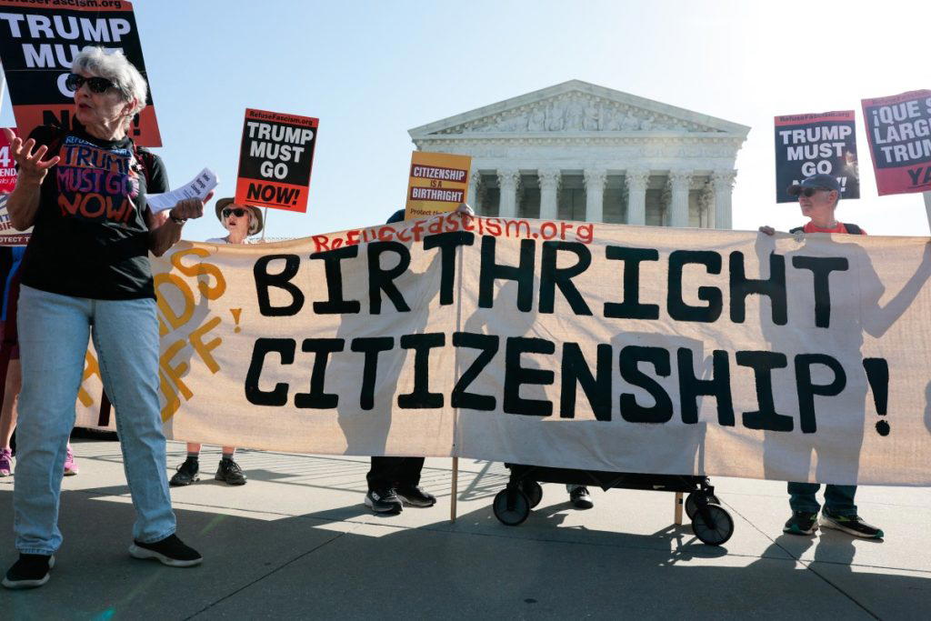US Supreme Court hears landmark citizenship case – with Trump in audience