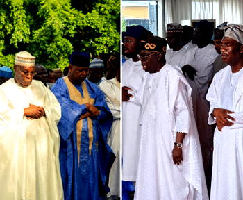 Photos: Tinubu observes Eid in Lagos, Atiku joins faithful in Abuja