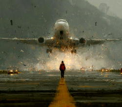 Plane hits pedestrian during take off
