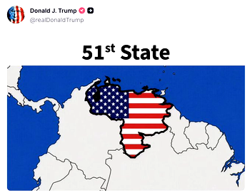Trump posts graphic of Venezuela as 51st US state
