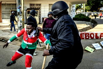 One shot as Kenyan protests at US Ebola centre turn violent
