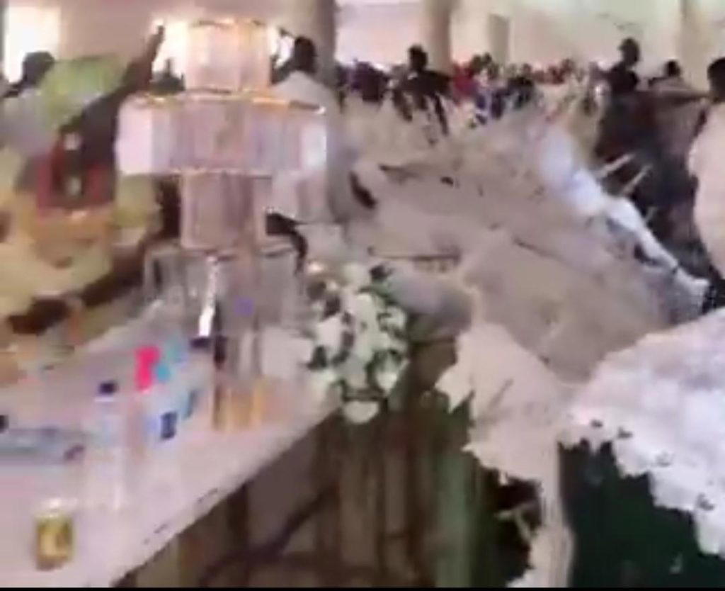 Video shows POP ceiling falling at wedding reception in Warri