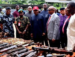 Gov Mbah lauds DSS, Army, others as he Inspects arms cache seized from ESN terrorists