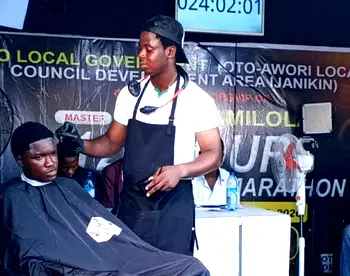 Lagos barber hits 90-hours mark in GWR haircut marathon