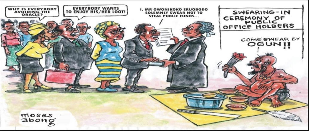 Cartoon Depicts Nigerian Politicians as “Born Again”