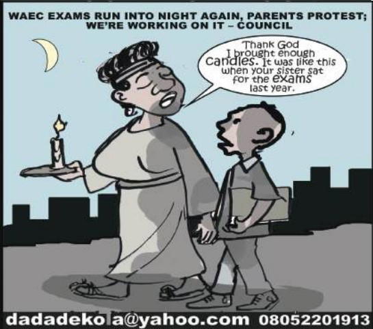 Cartoon: Study in darkness, exam in darkness, hustle in darkness, governance in darkness …