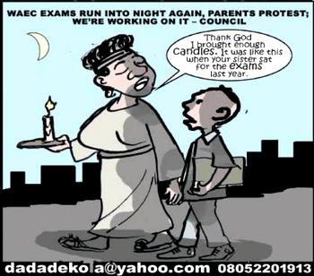 Cartoon: Study in darkness, exam in darkness, hustle in darkness, governance in darkness ...