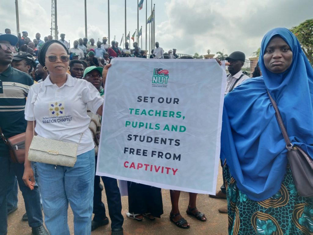 Teachers protest in Lagos, demand release of Oyo abduction victims