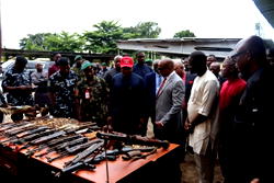 Gov Mbah inspects arms seized from ESN militants