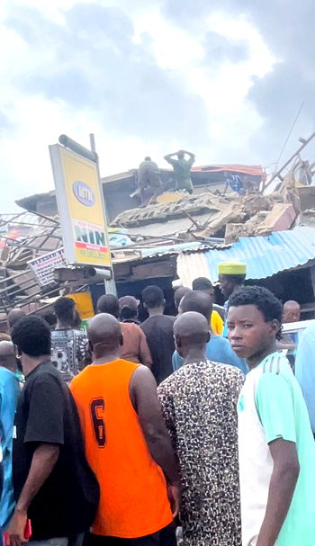Photos: Three-storey building collapses in Lagos