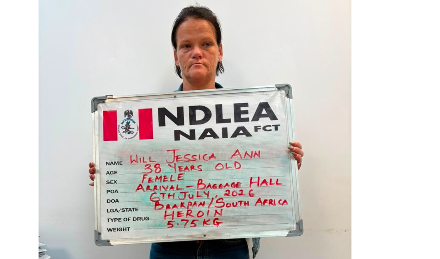 NDLEA arrests South African woman for heroin trafficking