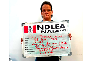 NDLEA arrests South African woman for heroin trafficking