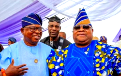 Adeleke, Oyebamiji exchange pleasantries at Basiru’s mother’s Fidau prayer