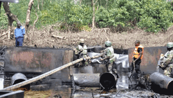 Navy discovers illegal crude oil storage hub, recovers 20,500 litres in Rivers