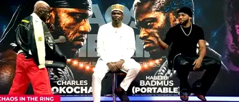 Celebrity Bout: Portable, Charles Okocha trade words at boxing face-off