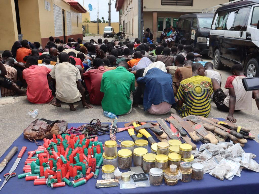 Lagos police arrest 147 suspects, recover weapons, cartridges in criminal hideout raids