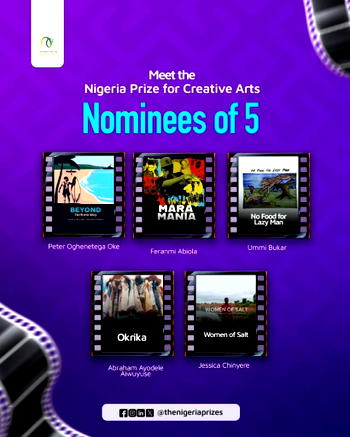 Five filmmakers race for US$20,000 Nigeria Prize for Creative Arts