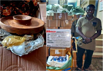 NDLEA Intercepts China, Italy-bound cocaine shipment concealed mortar, backpack