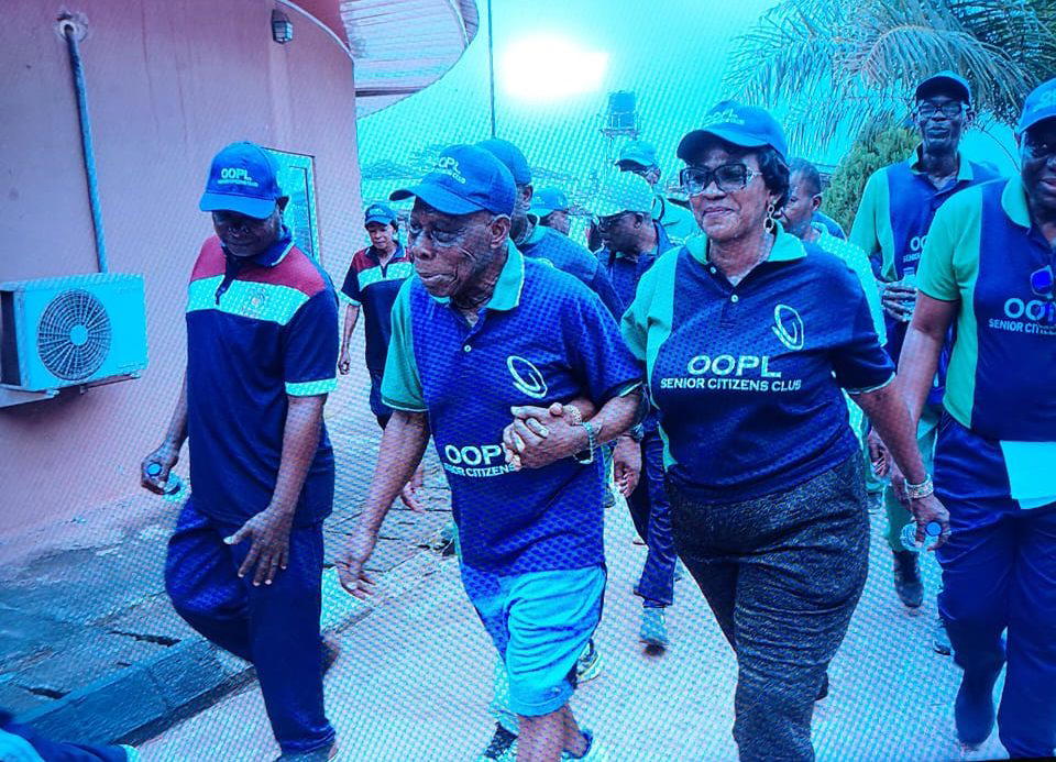 Obasanjo leads senior citizens on walk in Abeokuta