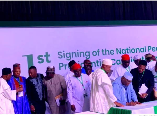 2027: Tinubu, Obi, Atiku, others sign peace accord, vow issue-based campaigns